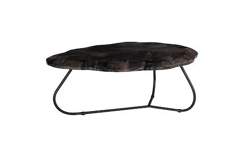 Phillips Collection Mosaic Leaf Petrified Wood , Large Black Coffee Table