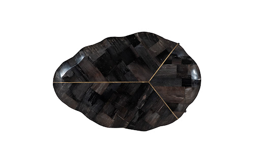 Phillips Collection Mosaic Leaf Petrified Wood , Large Black Coffee Table
