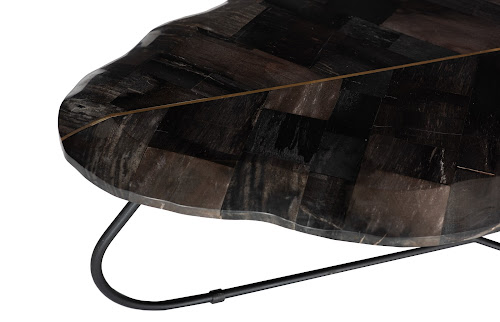 Phillips Collection Mosaic Leaf Petrified Wood , Large Black Coffee Table