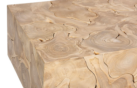 Phillips Collection Teak Slice Rectangle Bleached Coffee Table