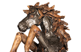 Phillips Collection Mustang Horse Armored Sculpture Rearing Natural Bronze Finish Accent