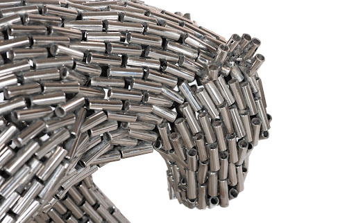 Phillips Collection Panther Pipe Sculpture, Walking Stainless Steel Small Accent