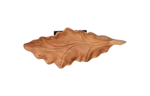 Phillips Collection Carved Leaf Sculpture on Stand Mahogany Tabletop