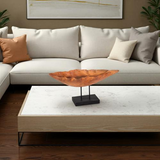 Phillips Collection Carved Leaf Sculpture on Stand Mahogany Tabletop