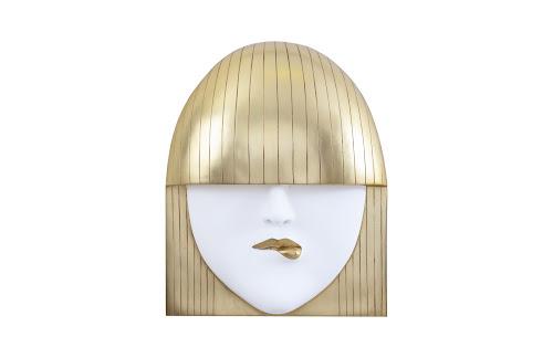 Phillips Collection Fashion Faces Wall Art Large Pout White and Gold Leaf Accent