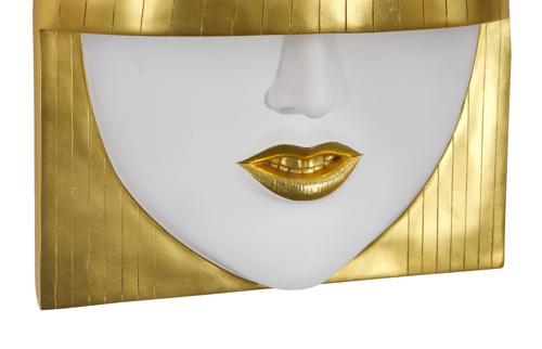 Phillips Collection Fashion Faces Wall Art Large Smile White and Gold Leaf Accent