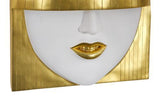 Phillips Collection Fashion Faces Wall Art Large Smile White and Gold Leaf Accent