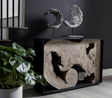 Phillips Collection Cast Eroded Wood Circle on Stand Silver Leaf Assorted Tabletop