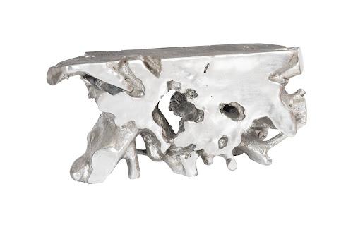 Phillips Collection Cast Teak  Table Silver Leaf Console