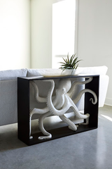 Phillips Collection Octo Framed  Table, Wood Frame White Console