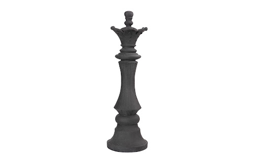 Phillips Collection Queen Chess Sculpture, Cast Stone Black Black Accent