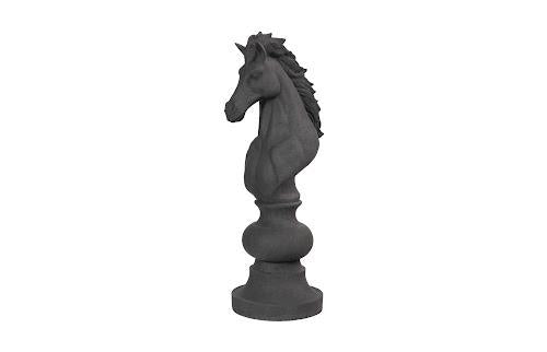 Phillips Collection Knight Chess Sculpture, Cast Stone Black Black Accent