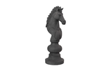 Phillips Collection Knight Chess Sculpture, Cast Stone Black Black Accent