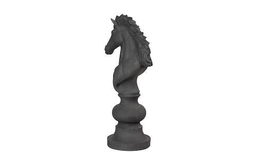 Phillips Collection Knight Chess Sculpture, Cast Stone Black Black Accent