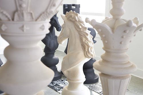 Phillips Collection Queen Chess Sculpture, Cast Stone White White Accent