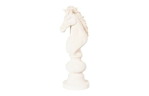Phillips Collection Knight Chess Sculpture, Cast Stone White White Accent