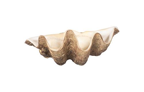 Phillips Collection Cast Clam Shell , Faux Finish, SM Beige Bowl