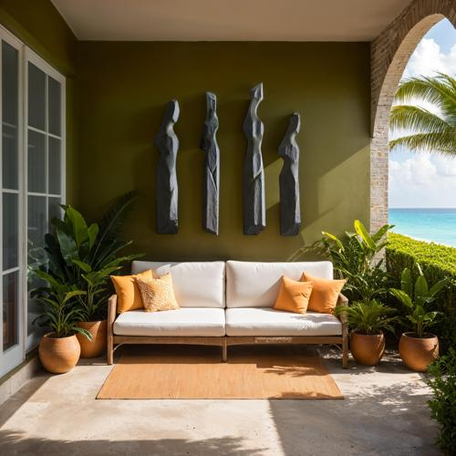 Phillips Collection Cast Women Wall Art, E, Splinter Stone Finish Green Accent