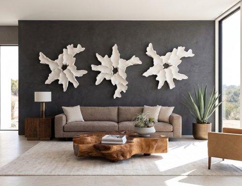 Phillips Collection Contour Cast Root Flower Wall Art White Stone Accent