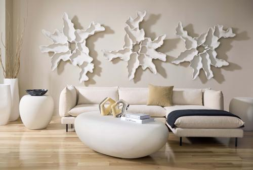 Phillips Collection Contour Cast Root Flower Wall Art White Stone Accent