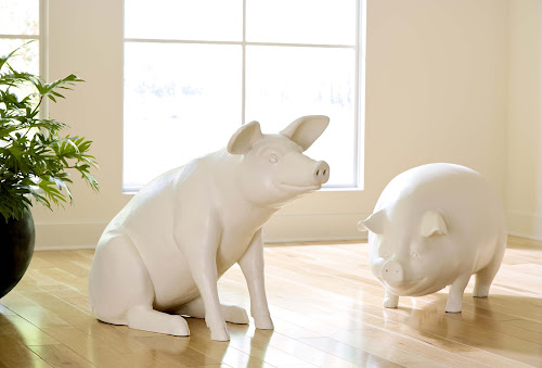Phillips Collection Pig Sculpture Standing Off White Accent