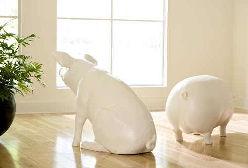 Phillips Collection Pig Sculpture Standing Off White Accent