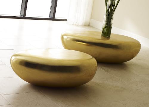 Phillips Collection River Stone , Gold Leaf, Small Gold Coffee Table