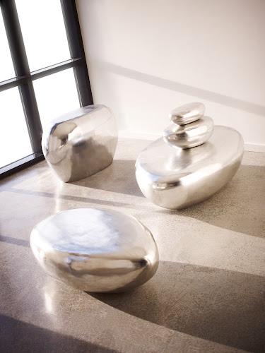 Phillips Collection River Stone , Silver Leaf, Small Silver Coffee Table
