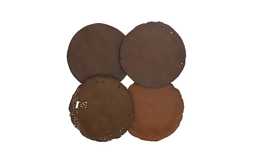 Phillips Collection Cast Oil Drum Wall Discs Resin Rust Finish Set of 4 Wall Art