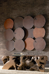 Phillips Collection Cast Oil Drum Wall Discs Resin Rust Finish Set of 4 Wall Art