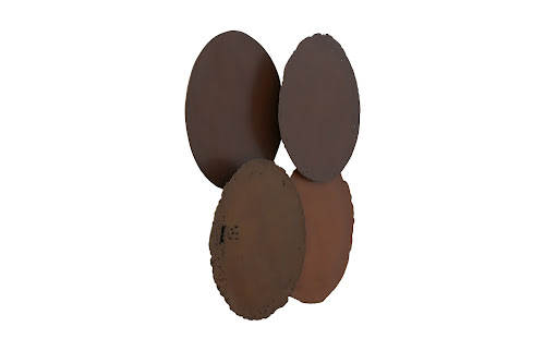 Phillips Collection Cast Oil Drum Wall Discs Resin Rust Finish Set of 4 Wall Art