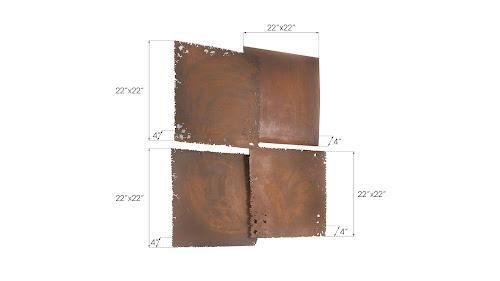 Phillips Collection Cast Square Oil Drum Wall Tiles Resin Rust Finish Set of 4 Wall Art