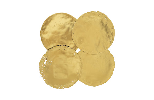 Phillips Collection Cast Oil Drum Wall Discs Gold Leaf Set of 4 Wall Art
