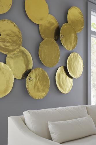 Phillips Collection Cast Oil Drum Wall Discs Gold Leaf Set of 4 Wall Art