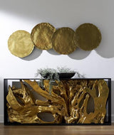 Phillips Collection Cast Oil Drum Wall Discs Gold Leaf Set of 4 Wall Art