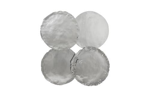 Phillips Collection Cast Oil Drum Wall Discs Silver Leaf Set of 4 Wall Art
