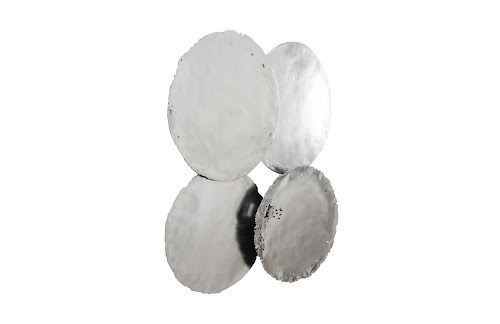 Phillips Collection Cast Oil Drum Wall Discs Silver Leaf Set of 4 Wall Art