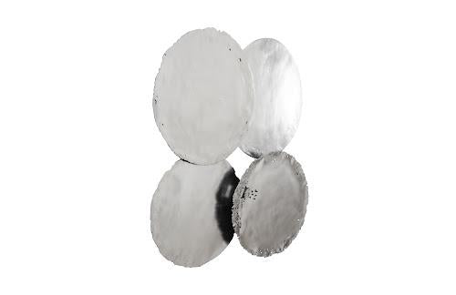 Phillips Collection Cast Oil Drum Wall Discs Silver Leaf Set of 4 Wall Art