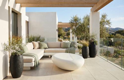 Phillips Collection River Stone , Roman Stone, Large Off White Coffee Table