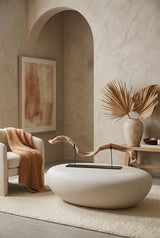 Phillips Collection River Stone , Roman Stone, Large Off White Coffee Table