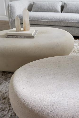 Phillips Collection River Stone , Roman Stone, Large Off White Coffee Table