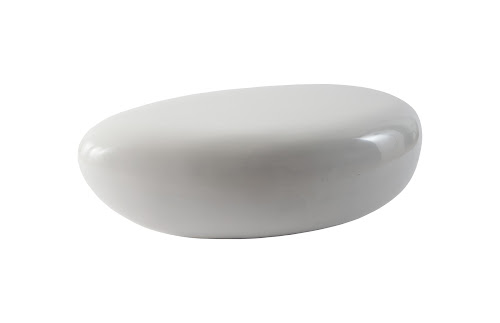 Phillips Collection River Stone , Gel Coat White, Small White Coffee Table