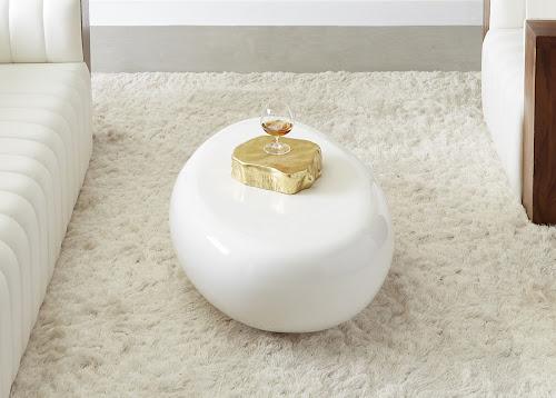 Phillips Collection River Stone , Gel Coat White, Small White Coffee Table