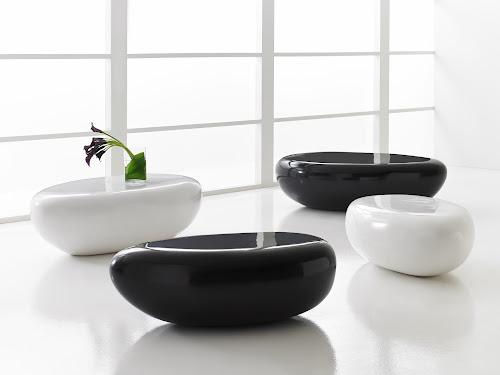 Phillips Collection River Stone , Gel Coat White, Large White Coffee Table