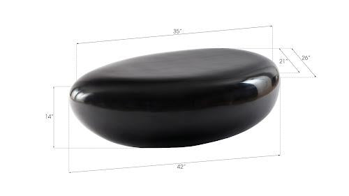 Phillips Collection River Stone , Gel Coat Black, Small Black Coffee Table