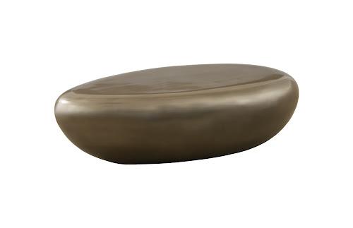 Phillips Collection River Stone , Polished Bronze, Large Brown Coffee Table