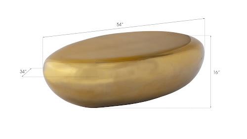 Phillips Collection River Stone , Liquid Gold, Large Gold Coffee Table