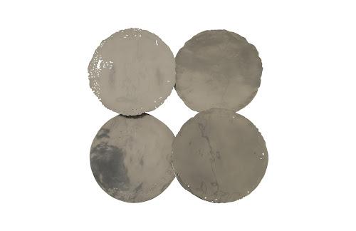 Phillips Collection Cast Oil Drum Wall Discs Liquid Silver Set of 4 Wall Art