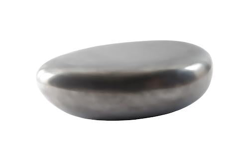 Phillips Collection River Stone , Polished Aluminum, Small Gray Coffee Table