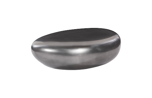 Phillips Collection River Stone , Polished Aluminum, Small Gray Coffee Table